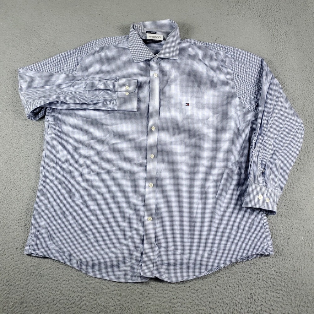Tommy Hilfiger Shirt Mens XL Check Plaid Casual Button Up Long Sleeve *
